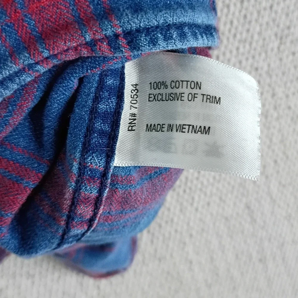 Orvis Active Fit Flannel Button Down Shirt Men XL Blue Red Plaid PocketsOutdoors - Picture 4 of 9